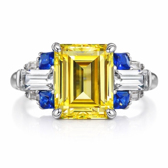 M Signature Label Collection Jewelry - The Litsa Art Deco Sapphire Diamond 925 Silver Ring